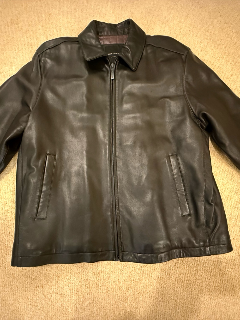 Classic Black Leather Marc New York Jacket - Men
